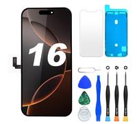 DIGI4U Écran pour iPhone 16 LCD, 6,1 pouces FHD Écran avec True Tone, Face ID & 3D Touch, Écran de Remplacement avec Kit de Réparation pour iPhone 16