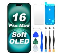 Digi4U Écran pour iPhone 16 Pro Max Soft OLED, 6,9" Écran de Remplacement FHD avec Tactile, Compatible True Tone, Kit de Réparation, Film de Protection et Adhésif pour Cadre