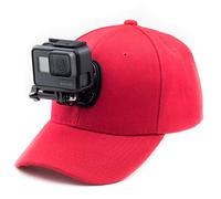 Digicharge Casquette de Baseball avec Support pour caméra d'action, Compatible avec GoPro Hero12 Hero/DJI Osmo Action 3 / Insta360 One/Crosstour Campark Fitfort Apeman Camkong Victure Cam, Red