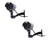 Digicharge Lot de 2 Caméras Factice Fausse Dummy Caméra CCTV Sécurité Surveillance Camera Extérieur avec Rouge LED - Noir