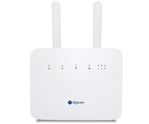 Digicom 4G+ LiteRoute Plus Routeur 4.5G CAT6 300Mbps, Wi-FI AC1200 Dual-Band, 4 Ports (3LAN - 1LAN/WAN) Gigabit, Pas de Configuration. Blanc 8E4629