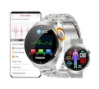 DigiKuber Montre Connectée ECG et Cadran Répondeur aux Appels,1,43 étanche AMOLED Smartwatch Femme Homme avec Oxymètre Pression Artérielle, SpO2, Fréquence Cardiaque pour Android iOS (Métal Argenté)