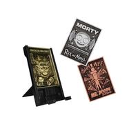 Digiplate Rick & Morty Starter Pack - 3 plaques métalliques de collection et support de téléphone, Collectibles gaming interactifs avec support de carte interchangeable, Cadeaux gaming & accessoires