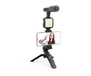 DigiPower Like ME Vlogging Kit - Compatible avec Les Smartphones et Les appareils Photo y Compris Le Micro, la lumière 36 LED et Le trépied DPS-VLG2K