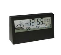 Digital Alarm Clock Transparent Desk Clock with Date, Temperature, Humidity, Small Table Clock with Snooze for Bedroom, Office