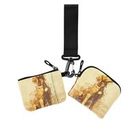 Digital Art Lot de 2 porte-monnaie minimaliste avec poche zippée Motif chien Golden Retriever Blanc partition de musique Doré, art numérique golden retriever dog partition blanche partition or, 1 size