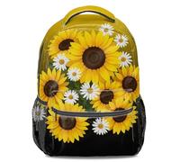 Digital Art Sac à dos imprimé papillon et marguerite sur fond noir, idéal pour les voyages, l'école et un usage quotidien, 02, L