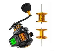 Digital Baitcasting Reel 6.3:1 Line Counter USB(Rigtht) | 6.3:1 gear ratio, visual sound bite alarm, USB rechargeable, large backlit display, aluminum alloy body