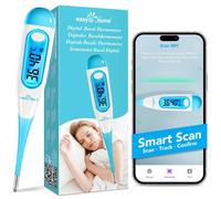 Digital Basal Thermometer For Ovulation Monitoring And Cycle Control With Premom Free French App (Ios And Android) With Lcd Display With Blue Backlight (Not Bluetooth)