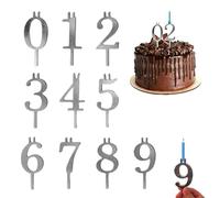 Digital Birthday Cake Candle Holder Set, reusable birthday candles numbers, Silver Digital Style Cake Topper Decorations for Bakers, Party Hosts (1 Set)