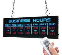 Digital Business Hours Sign by ELEMENT LUX - Electronic Programmable Hours of Operation Signs for Business with Ultra Bright LEDs for Glass Door - Remote and Hanging Kit - 16in x 5.5in, Blue