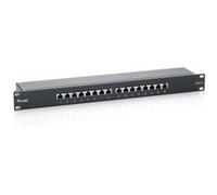 equip - Tableau de connexions - CAT 6e - STP - noir - 1U - 19" - 16 ports