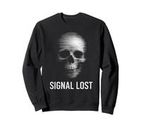 Digital Decay Skull - Signal Lost Distortion Line Art Design Sweatshirt