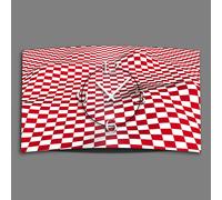 Digital Designer Art quadrillé rouge/blanc Horloge murale design abstrait moderne Horloges murales silencieuses sans tic-tac DIXTIME 3DS-0421