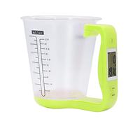 Digital Kitchen Measuring Cup Scale, Digital Kitchen Scale and Measuring Cup Portable 1 kg Electronic Scales with LCD Display for Food Coffee Milk Condiments 4.7x5.5x3.9in (Green)
