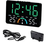 Digital LED Wall Clock 16 x 10 x 3.2 cm Digital Wall Clock Large Screen Temperature Time 2 Alarms Clocks Adjustable