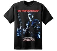 Digital Pharaoh Hommes Terminator 2 Rétro Style Classique Affiche du Film T-Shirt T800 Cyberdyne Systems Skynet - Noir, M