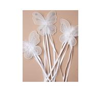 DIGITAL SPOT Baguette papillon à paillettes pour fille - Accessoire de déguisement de fée - Blanc