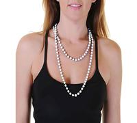 DIGITAL SPOT Collier de perles en plastique pour femme Couleur fluo 122 cm Blanc