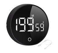 Digital Timer, USB Rechargeable Rotating Count-Up, Countdown Timer, 7.8x7.8x2.65cm 3- Volume Control, Multifunctional Time Management Tool for Kids and Seniors
