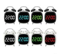 Digital Twin Bell Alarm Clock 4 Inch LED Loud Ring(Black B) | 70dB mechanical ring, twin bell design, heavy sleeper solution, clear LED display, home office use