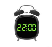 Digital Twin Bell Alarm Clock 4 Inch LED Loud Ring(Black G) | 70dB mechanical ring, twin bell design, heavy sleeper solution, clear LED display, home office use