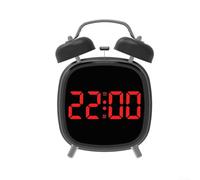 Digital Twin Bell Alarm Clock 4 Inch LED Loud Ring(Black R) | 70dB mechanical ring, twin bell design, heavy sleeper solution, clear LED display, home office use