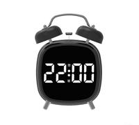 Digital Twin Bell Alarm Clock 4 Inch LED Loud Ring(Black W) | 70dB mechanical ring, twin bell design, heavy sleeper solution, clear LED display, home office use