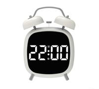 Digital Twin Bell Alarm Clock 4 Inch LED Loud Ring(White) | 70dB mechanical ring, twin bell design, heavy sleeper solution, clear LED display, home office use