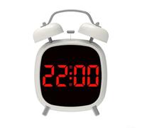 Digital Twin Bell Alarm Clock 4 Inch LED Loud Ring(White R) | 70dB mechanical ring, twin bell design, heavy sleeper solution, clear LED display, home office use