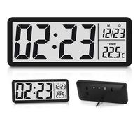 Digital Wall Clock with Numbers, Temperature, Date, for Living Room,