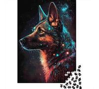 Digital Wolf Art Puzzle for Adults Educational Cosmic Spaniel Silhouette 1000 Pieces Suitable for Decompression 52x38cm 1000pcs