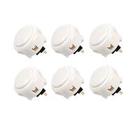 Digitalkey Set 6 SANWA OBSF-30 Buttons - Arcade Gamepad Buttons for Cabinets and Bartops (Blanc)