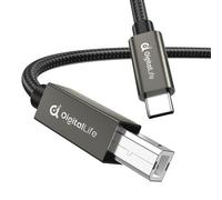 DigitalLife Câble Interface MIDI USB-B vers USB-C 2M, Tressé en Nylon - Pour Claviers, Contrôleurs et Instruments MIDI - Compatible Windows 11, macOS 15 et Linux