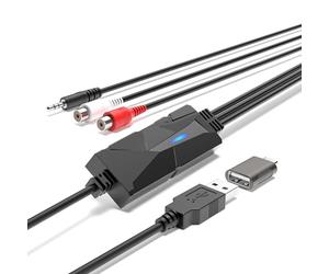 DigitalLife Carte de Capture Audio USB-C, Convertisseur RCA/3,5 mm vers Numérique, Pour Cassette, Platine, Mini-Disc, Compatible Windows 11, macOS, Linux