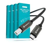DigitalLife Lot de 4 Câble MIDI USB B vers USB C de 2M - Tressé en Nylon pour Claviers MIDI, Interfaces Audio, Pianos Électroniques, etc. | Pour Windows/macOS/Linux