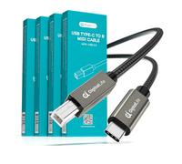 DigitalLife Lot de 4 Câble MIDI vers USB C de 1,8 m - Tressé en Nylon pour Claviers MIDI, Interfaces Audio, Pianos Électroniques, etc. | Pour Windows/macOS/Linux