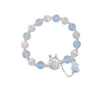 Digitaluhr Armbanduhr Damen Jugend süße Glas Material Kaninchen Brassard Minderheit hohe Aussehen Ebene Mädchen Hand zu Geschenk Armbanduhr Vintage Damen, Einheitsgröße, Verre, Pas de gemme
