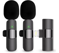 DigitConvert Mini Microphone sans Fil Microphone Lavalier pour iPhone Microphone Bluetooth Plug-Play 2 pièces Mini Microphone sans Fil avec Suppression du Bruit/Muet pour Live, Vlog