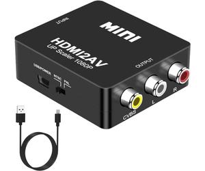 DIGITNOW!Adaptateur HDMI vers AV,Convertisseur HDMI vers 3RCA Composite CVBS Vidéo Audio Support PAL/NTSC avec Câble USB,Compatible für PC/Laptop/Xbox/PS4/PS3/TV/ Cámara DVD