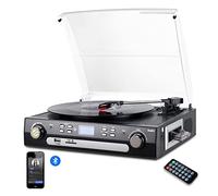 Digitnow! Bluetooth Vinyl Record Player Platine tournante, cassette, radio et entrée auxiliaire avec port USB et codage SD - Télé...