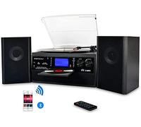 DIGITNOW! Platine Vinyle Bluetooth USB mp3 et Fonction Encodage Classique Lecteur CD avec CD Cassette Radio 33/45/78 RPM avec Deux Haut-parleurs externes