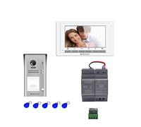 Digitone by Gates - DIGI7B - Kit portier vidéo avec Moniteur Couleur 7', caméra Angle 170° et Lecteur de Badge intégré Argent