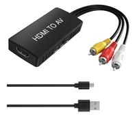 DigitPro Convertisseur HDMI vers RCA, Adaptateur HDMI vers AV, Adaptateur HDMI vers Composite CVBS AV 1080p, Audio vidéo avec câble AV, Compatible PAL/NTSC pour PC, TV, Wii, Xbox, décodeur, VHS