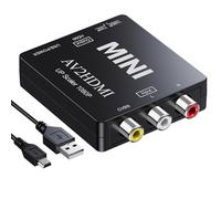 DigitPro Convertisseur RCA vers HDMI, 1080p Mini RCA AV vidéo composite audio vers HDMI, Prise en charge PAL/NTSC pour TV/Wii/PC/PS