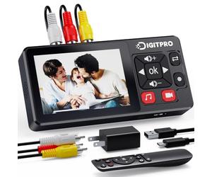 DigitPro Convertisseur VHS vers Numérique 3.0, HD Magnetoscope VHS Video avec Télécommande, Convertit VHS, VCR, DVR, DVD, Hi8, DV, Caméscope, Cassette en Numérique