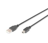 Digitus 1.8m USB 2.0 A Male - Mini B Male Connection Cable Length - Black USB A