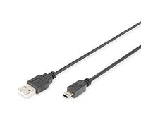 Digitus Câble USB USB 2.0 USB-A mâle, USB-Mini-B mâle 1.80 m noir rond, blindage double DB-300130-01
