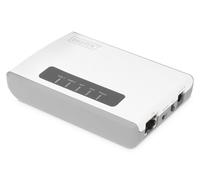 DIGITUS Wireless 300N Serveur réseau Multifonction 2 Ports, USB2.0, Hub USB réseau, Serveur d'impression