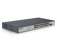 DIGITUS 24-Port Gigabit PoE Netzwerkswitch,19 Zoll, unmanaged,2 Uplink Ports, SFP, 370 W, af/at